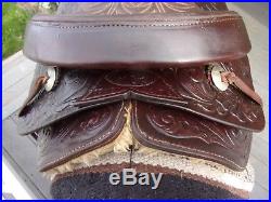 15'' Vintage Circle Y Cow Country Western Tooled Roper Trail Saddle Qh Bars