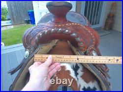 15'' Vintage Equitation Qh Bars Floral Tooled Silver Laced Western Saddle 38.4#