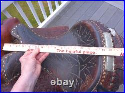 15'' Vintage Equitation Qh Bars Floral Tooled Silver Laced Western Saddle 38.4#