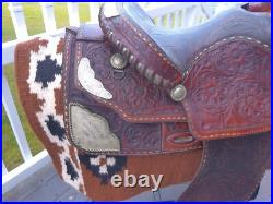 15'' Vintage Equitation Qh Bars Floral Tooled Silver Laced Western Saddle 38.4#