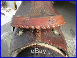 15'' Vintage Hereford Tex Tan Equitation Western Tooled Arabian Show Saddle