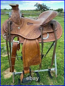 15 Wade slick seat western loop seat trail saddle tooled leather