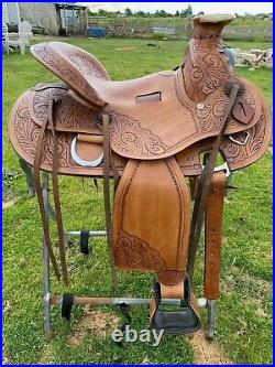 15 Wade slick seat western loop seat trail saddle tooled leather