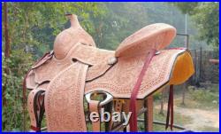 15 Western Natural Leather Down Roper Ranch Saddle With Hard Seat