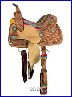 15 Youth Hard Seat Western Saddle With Wool Serape Accents