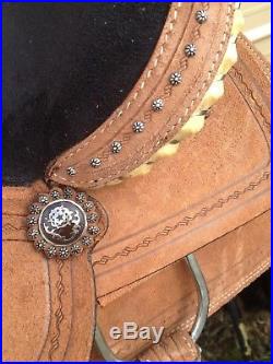 15 cowboy rough out all-around western saddle withbarbwire stamping