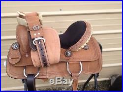 15 cowboy rough out all-around western saddle withbarbwire stamping