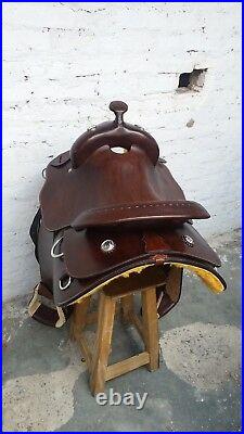15'' western saddle Roper Reining Style saddle with oil brown leather seat