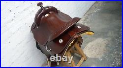15'' western saddle Roper Reining Style saddle with oil brown leather seat
