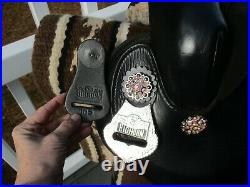16'' #105 Big horn Black Leather/Cordura western barrel trail saddle QH BARS