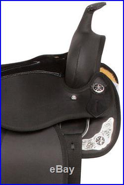 16 17 18 Black Show Silver Synthetic Western Trail Horse Saddle Tack Pad