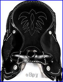 16 17 18 Black Show Western Leather Silver Parade Trail Horse Saddle Tack Rodeo