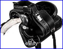 16 17 18 Black Show Western Leather Silver Parade Trail Horse Saddle Tack Rodeo