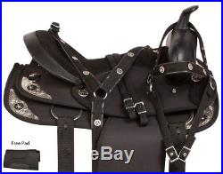 16 17 18 Black Synthetic Western Pleasure Trail Horse Saddle Tack Set New