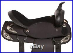 16 17 18 Black Synthetic Western Pleasure Trail Horse Saddle Tack Set New