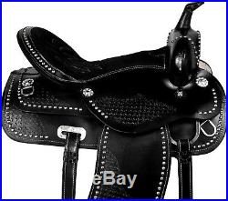 16 17 Arabian Horse Show Western Equitation Silver Black Leather Saddle Tack
