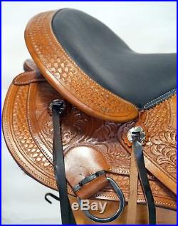16 17 Chestnut Leather Fully Tooled Gaited Trail/Pleasure Western Saddle