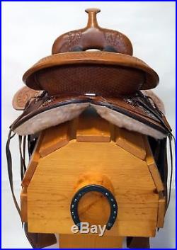 16 17 Chestnut Leather Fully Tooled Gaited Trail/Pleasure Western Saddle