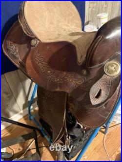 16-17 Inch Leather Western Barrel Racing Horse Saddle