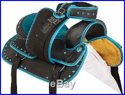 16 17 Teal Black Western Pleasure Trail Horse Synthetic Saddle Tack Set Pad