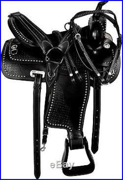 16 17 Western Black Leather Pleasure Trail Barrel Horse Show Saddle Tack