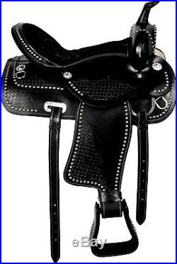 16 17 Western Black Leather Pleasure Trail Barrel Horse Show Saddle Tack