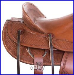16 17 Western Leather Ranch Roping Trail Cowboy Horse Leather Saddle Tack Set
