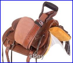 16 17 Western Leather Ranch Roping Trail Cowboy Horse Leather Saddle Tack Set