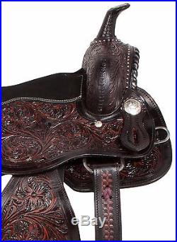 16 17 Western Silver Show Parade Pleasure Trail Horse Leather Saddle Tack Set
