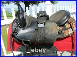 16'' #199 Black Big horn Leather & Cordura western barrel trail saddle QH BARS