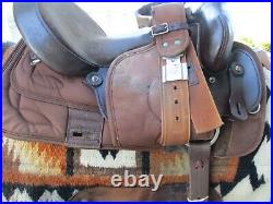16'' #268 Big horn Leather/Cordura western barrel trail saddle HI CANTLE QH BARS