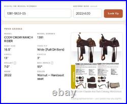 16.5 Circle Y Cody Crow Ranch Rider Saddle Walnut Wide Bars