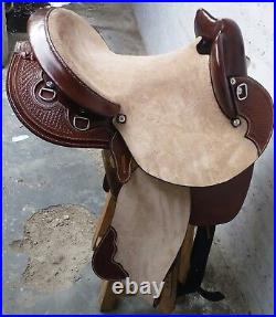 16'' Australian half breed saddle with rough out fender and jockey