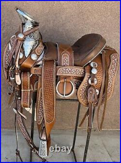 16 BROWN CHARRO SADDLE, MONTURA CHARRA PARA CABALLO, Fancy Horse Saddle