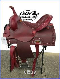 16 Barrel Racing Trail Pleasure Mahogany Rough Out Leather Western Horse Saddle