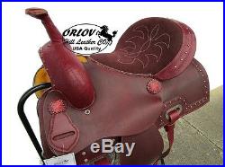 16 Barrel Racing Trail Pleasure Mahogany Rough Out Leather Western Horse Saddle