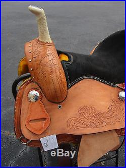 16 Barrel Racing Trail Pleasure Show Tooled Leather Western Horse Saddle Tack