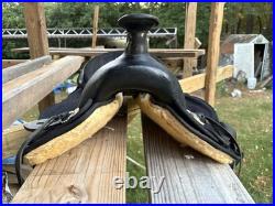 16'' Black Abetta Arabian Trail Saddle + Tough1 Hunter Green Saddle Pad