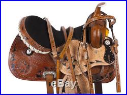 16 Black Inlay Barrel Racer Western Pleasure Trail Horse Leather Saddle