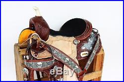 16 Black Skull leather Handmade western Horse Trail Pleasure Barrel show Saddle