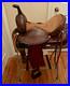 16_Brown_Leather_Western_Saddle_Trail_Pleasure_Riding_for_Narrow_Built_Horse_VG_01_ce