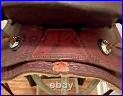 16 Brown Leather Western Saddle Trail Pleasure Riding for Narrow Built Horse VG