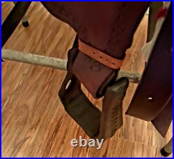 16 Brown Leather Western Saddle Trail Pleasure Riding for Narrow Built Horse VG