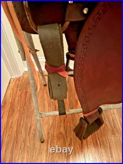 16 Brown Leather Western Saddle Trail Pleasure Riding for Narrow Built Horse VG