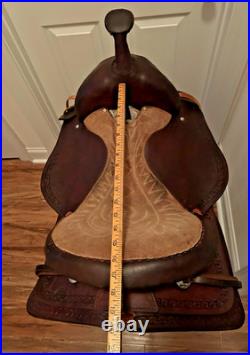 16 Brown Leather Western Saddle Trail Pleasure Riding for Narrow Built Horse VG