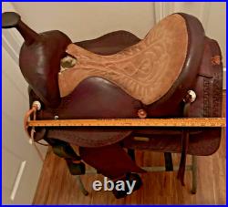 16 Brown Leather Western Saddle Trail Pleasure Riding for Narrow Built Horse VG