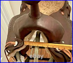 16 Brown Leather Western Saddle Trail Pleasure Riding for Narrow Built Horse VG