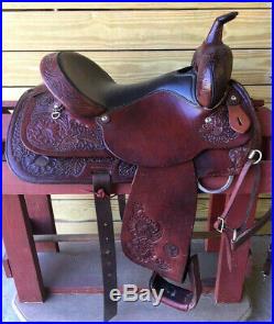 16 Circle Y Park N Trail Horse Saddle w Floral Tooling & Breastcollar SQHB USA