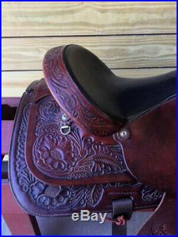 16 Circle Y Park N Trail Horse Saddle w Floral Tooling & Breastcollar SQHB USA