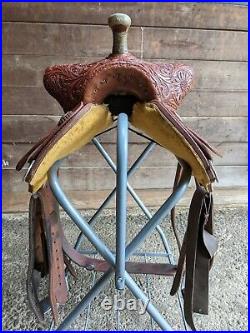 16 Corriente Barrel Saddle Sunflower Tooling, Faux Elephant Seat